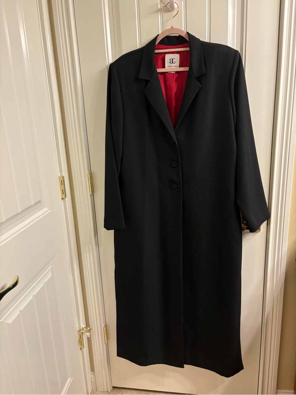 Bahari Group Long Black Vintage Evening Duster Red Lining Size 16 Smoke